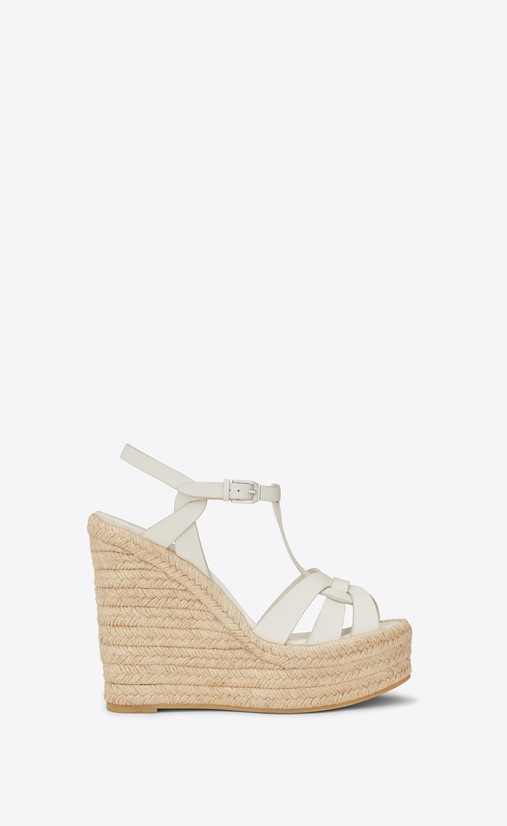 espadrille wedge sandals in leather